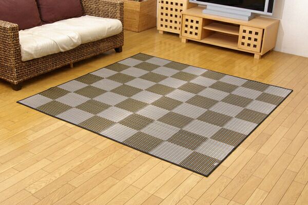 日本製 い草 花ござ/ラグマット 三重織 レッド 江戸間3畳 約174×261cm 抗菌 防臭 調湿 耐久性抜群 〔リビング〕代引NG