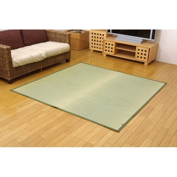 い草 花ござ/ラグマット 本間3畳 約191×286cm 日本製 抗菌 防臭 調湿機能 消臭 耐久性抜群 〔リビング ダイニング〕代引NG