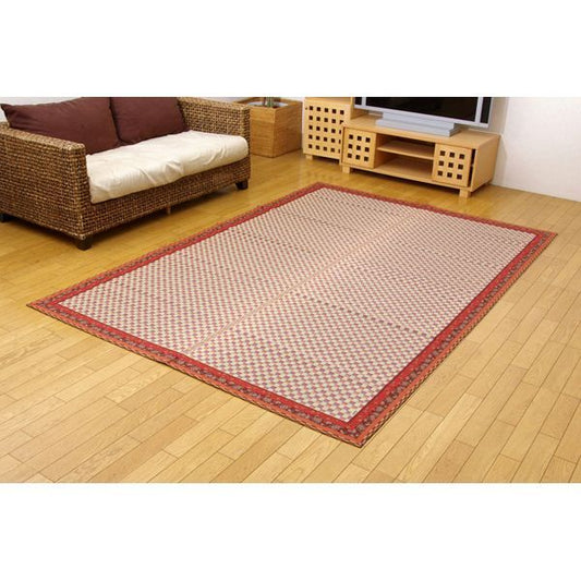 い草 花ござ/ラグマット 花柄ヘリ ローズ 江戸間6畳 約261×352cm 日本製 抗菌 防臭 調湿機能 消臭 耐久性 〔リビング〕代引NG