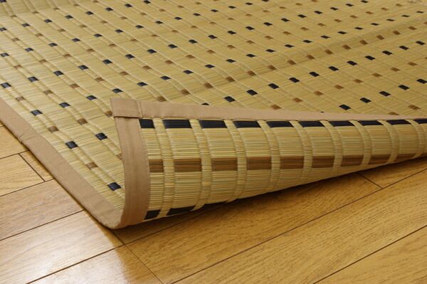 日本製 い草 ラグマット/絨毯 掛川織 江戸間2畳 約174×174cm 抗菌 防臭 調湿効果付き 消臭 クッション性 〔リビング〕代引NG
