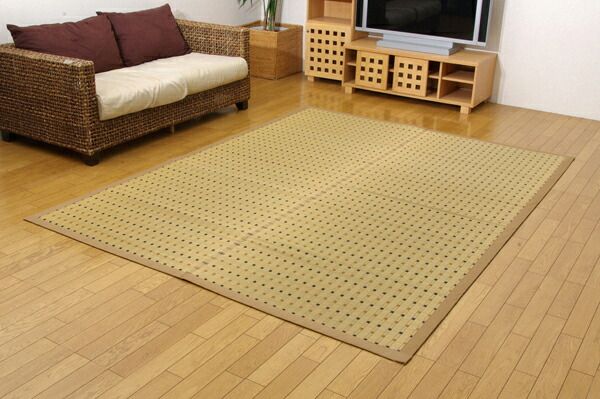 日本製 い草 ラグマット/絨毯 掛川織 江戸間6畳 約261×352cm 抗菌 防臭 調湿効果付き 消臭 クッション性 〔リビング〕代引NG