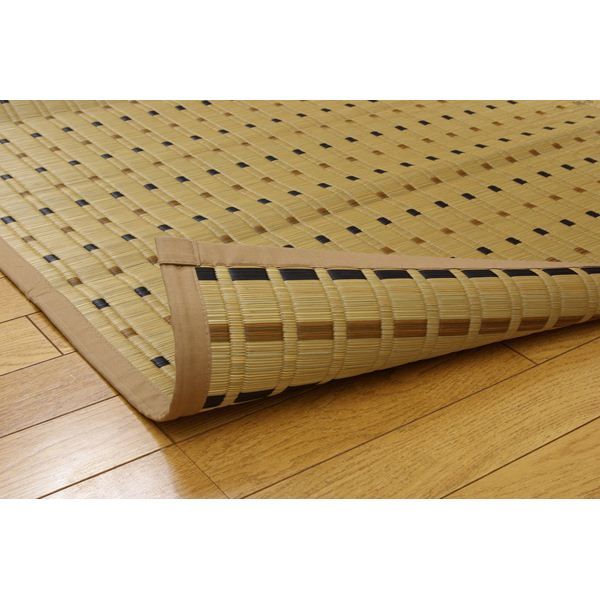 日本製 い草 ラグマット/絨毯 掛川織 江戸間6畳 約261×352cm 抗菌 防臭 調湿効果付き 消臭 クッション性 〔リビング〕代引NG