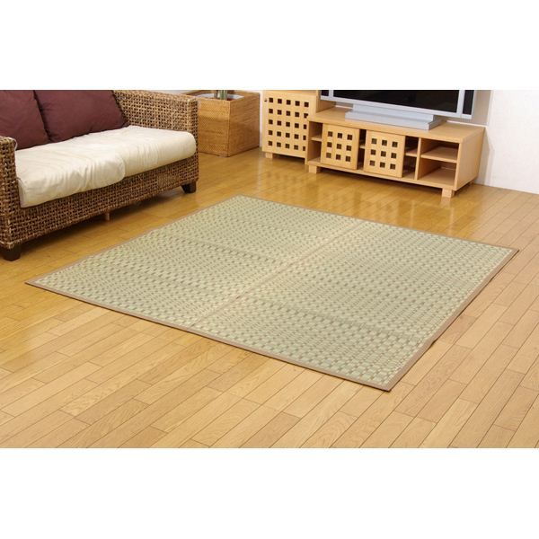 モダン い草 ラグマット/絨毯 江戸間6畳 約261×352cm 長方形 日本製 抗菌 防臭 調湿 消臭 掛川織 〔リビング〕代引NG