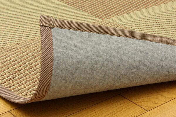 い草 花ござ/ラグマット 市松柄 ブルー 江戸間6畳 約261×352cm 裏：不織布 防傷加工 抗菌＆防臭効果 裏張CP 〔リビング〕代引NG