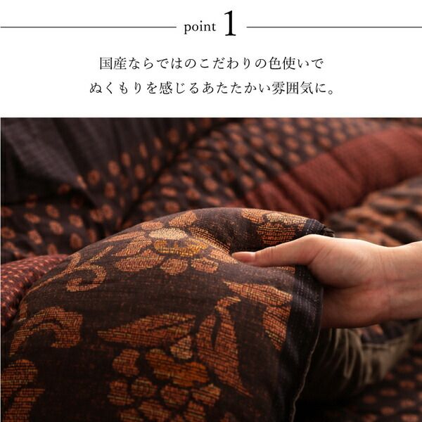 日本製 こたつ布団 こたつ厚掛敷布団 セット 和柄 長方形 大判 ブルー 約205×345cm代引NG