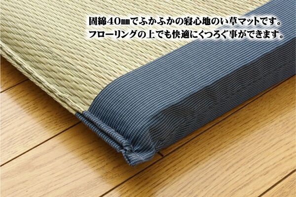 固わた40mm入り い草ごろ寝フリーマット (おやじの場所) ブルー 約70×150cm代引NG