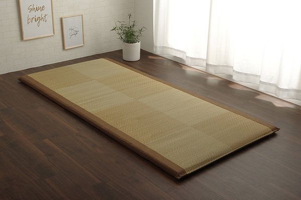 い草 い草マット 国産 ごろ寝マット くつろぎ 折畳み可 ブラウン 約90×200cm代引NG