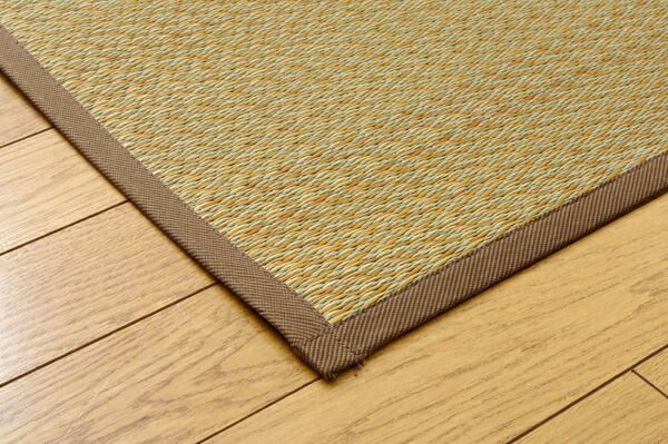 い草 ラグマット/絨毯 堀こたつ対応 ベージュ 約191×191cm 中抜き：約90×90cm 抗菌防臭 調湿 裏面不織布 〔リビング〕代引NG