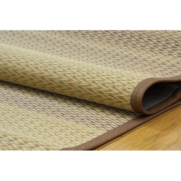 い草 ラグマット/絨毯 堀こたつ対応 ベージュ 約191×250cm 中抜き：約90×120cm 抗菌防臭 調湿 裏面不織布 〔リビング〕代引NG