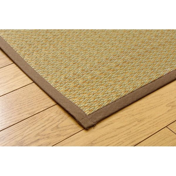 い草 ラグマット/絨毯 堀こたつ対応 ベージュ 約191×300cm 中抜き：約90×150cm 抗菌防臭 調湿 裏面不織布 〔リビング〕代引NG