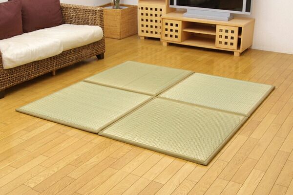 日本製 い草 ユニット畳/置き畳 【ブラウン 82×82×2.2cm 9枚1セット】 中材：ウレタンチップ＋硬綿 抗菌 防臭 軽量 調湿【代引NG】