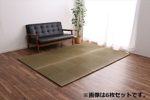 日本製 い草 ユニット畳/置き畳 【市松柄 ブラウン 約82×82×1.7cm 4枚1組】 軽量 防滑 抗菌 防臭 消臭 調湿 丈夫 システム畳 〔リビング〕【代引NG】
