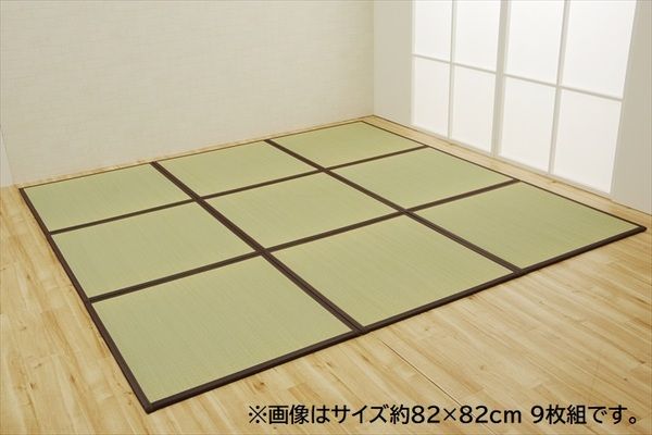 い草 置き畳/ユニット畳 【ブラウン 4.5畳セット 約82×164×1.7cm：4枚＋約82×82×1.7cm：1枚】 日本製 軽量 ジョイント付き【代引NG】