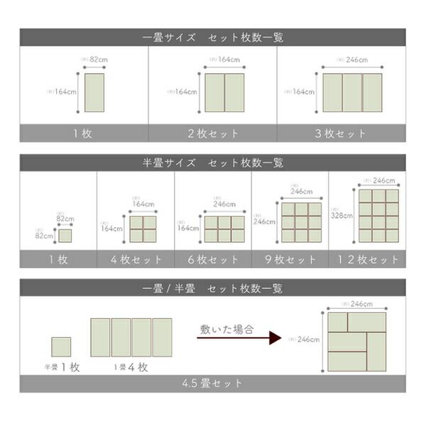 い草 置き畳/ユニット畳 【ブラウン 約82×164×1.7cm 2枚1セット】 日本製 軽量 ジョイント付き 抗菌 防臭 〔リビング〕【代引NG】