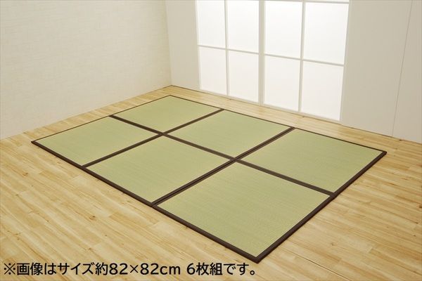 い草 置き畳/ユニット畳 【ブラウン 約82×164×1.7cm 2枚1セット】 日本製 軽量 ジョイント付き 抗菌 防臭 〔リビング〕【代引NG】