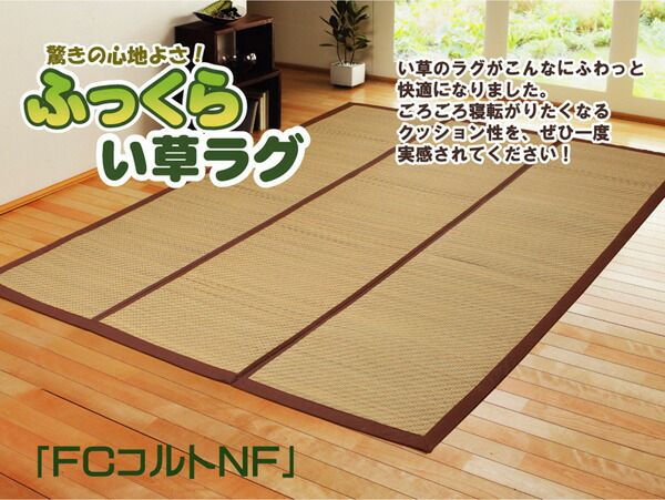 い草 ラグマット/絨毯 チップウレタン8mm入 約200×200cm 正方形 抗菌 防臭 ホットカーペット対応 〔リビング ダイニング〕代引NG