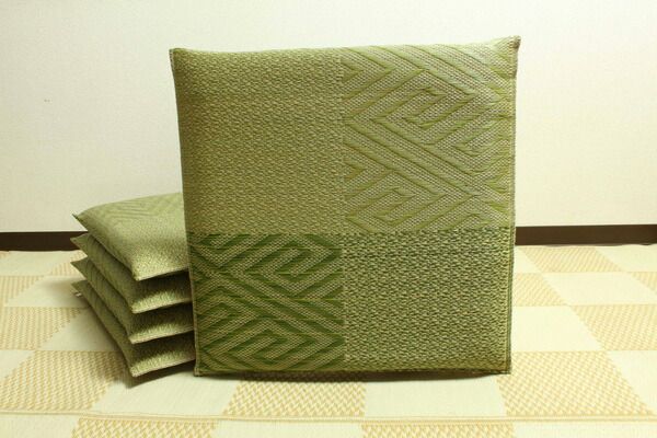 い草 座布団 織込千鳥 5枚組 ブラウン 約55×55cm×5P 抗菌 防臭 調湿 日本製 五風 〔リビング 来客 和室〕代引NG