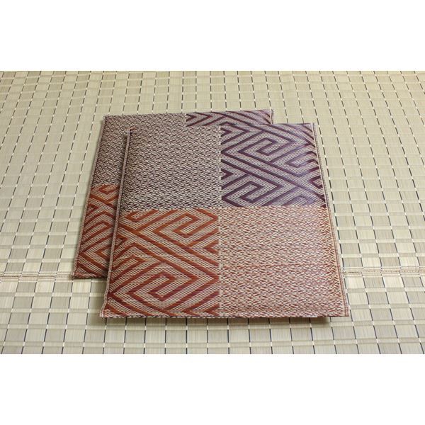 い草 座布団 織込千鳥 2枚組 ブラウン 約55×55cm×2P 抗菌 防臭 調湿 日本製 五風 〔リビング 来客 和室〕代引NG