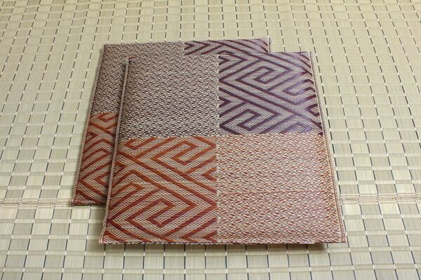 い草 座布団 織込千鳥 2枚組 ブラウン 約55×55cm×2P 抗菌 防臭 調湿 日本製 五風 〔リビング 来客 和室〕代引NG