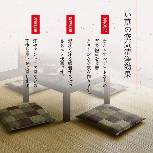 い草 座布団 織込千鳥 5枚組 ブラウン 約55×55cm×5P 抗菌 防臭 調湿 日本製 ブロック 〔リビング 来客 和室〕代引NG