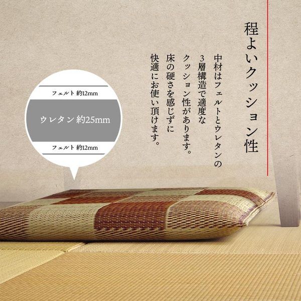 い草 座布団 織込千鳥 5枚組 ブラウン 約55×55cm×5P 抗菌 防臭 調湿 日本製 ブロック 〔リビング 来客 和室〕代引NG