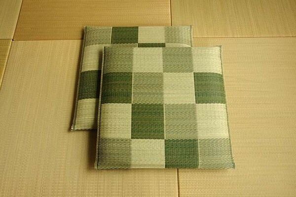 い草 座布団 織込千鳥 2枚組 ブラウン 約55×55cm×2P 抗菌 防臭 調湿 日本製 ブロック 〔リビング 来客 和室〕代引NG