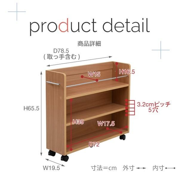 スーパSALE10倍＆4時間限定10％OFF 押入れ 収納 ラック 本棚 2個セット 幅19.5 奥行78 .5 キャスター付き 隙間 スリム ワゴン 棚 3段 大容量 CD DVD 本 漫画 整理 収納 スライド 収納庫 おしゃれ