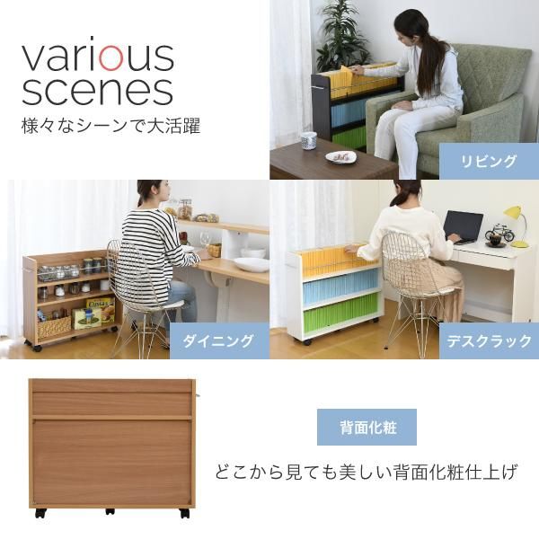 スーパSALE10倍＆4時間限定10％OFF 押入れ 収納 ラック 本棚 2個セット 幅19.5 奥行78 .5 キャスター付き 隙間 スリム ワゴン 棚 3段 大容量 CD DVD 本 漫画 整理 収納 スライド 収納庫 おしゃれ