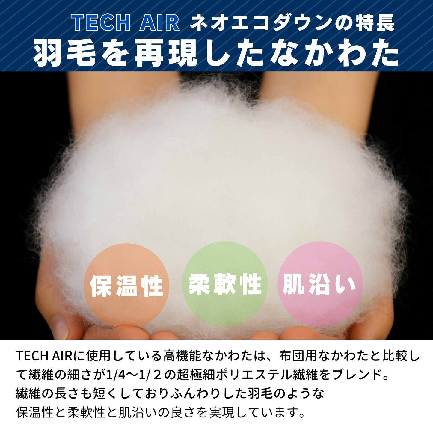 ホテルにも採用されている　ネオエコダウン　羽毛タッチの掛け布団　ホテルデュベ　人工羽毛