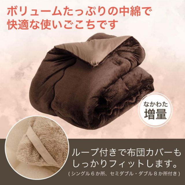 シンサレート 掛け布団 高機能なかわた入り フランネルあったか掛布団 ダブルロングサイズ 190x210cm MI
