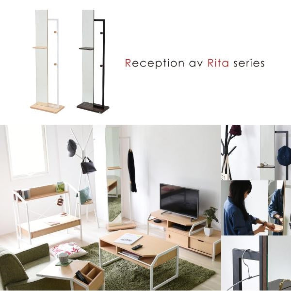 ハンガーミラー 鏡 全身 ミラー 姿見 フック スタンド 木製 Rita リタ ハンガーラック 北欧 テイスト おしゃれ