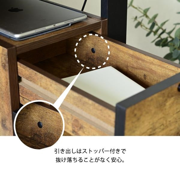 パソコンデスク 収納 デスク ビンテージ 風 幅90 引き出し おしゃれ テレワーク ブルックリン A4 ファイル収納 在宅勤務 リモートワーク 一人暮らし 省スペース