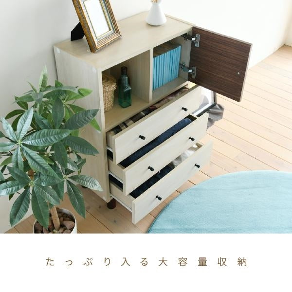 チェスト 木製 ラック ディスプレイ 幅60 奥行30 高さ85 衣類 収納 リビングボード ルーター シンプル かわいい ブラウン ベッドサイド 一人暮らし リビング収納