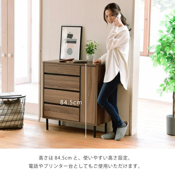 リビングボード 北欧 チェスト ワイドチェスト 4段 キャビネット 大容量 整理 服収納 引き出し タンス 黒 木製 洋服 大 容量 脚付き 幅77.5 リビング 扉