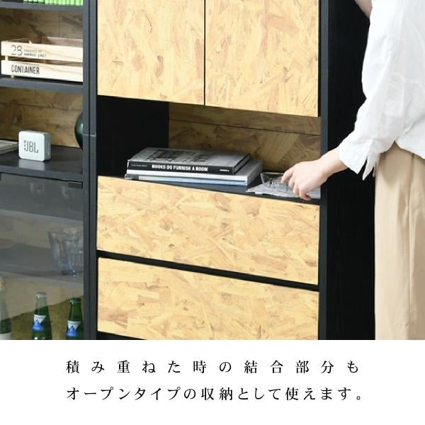 キャビネット 扉 付き 組み合わせ自由 幅65 奥行35 インダストリアル 黒 OSB 男前インテリア モダン 棚 本棚 リビング収納 おしゃれ 雑誌 本 リビング 寝室家具