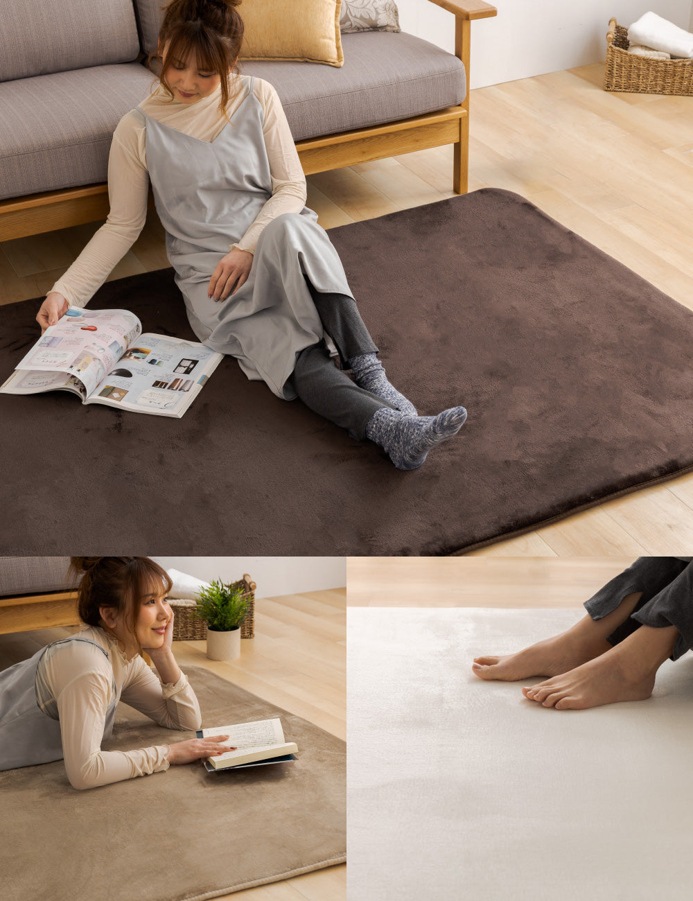 MITAS ごろ寝が気持ちいい高反発ラグ 極厚25mm厚 フランネルラグ 130×185cm | 185×185cm | 200×250cm