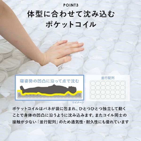 代引き不可　ポケットコイルマットレスベッド　KMB-3108SSS