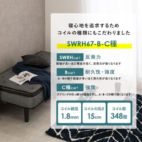 代引き不可　ポケットコイルマットレスベッド　KMB-3108SSS