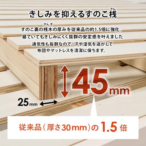 MITAS 組立簡単 天然木のシングルベッド　MB-5145S 耐荷重350kgタイプ