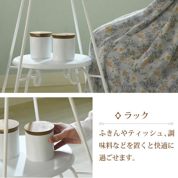 ヨーロッパ風 ロートアイアン 家具 カフェテーブル 丸 テーブル 幅60cm 高さ70 棚付き アイアン 脚 アンティーク風
