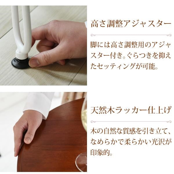 ヨーロッパ風 ロートアイアン 家具 カフェテーブル 丸 テーブル 幅60cm 高さ70 棚付き アイアン 脚 アンティーク風