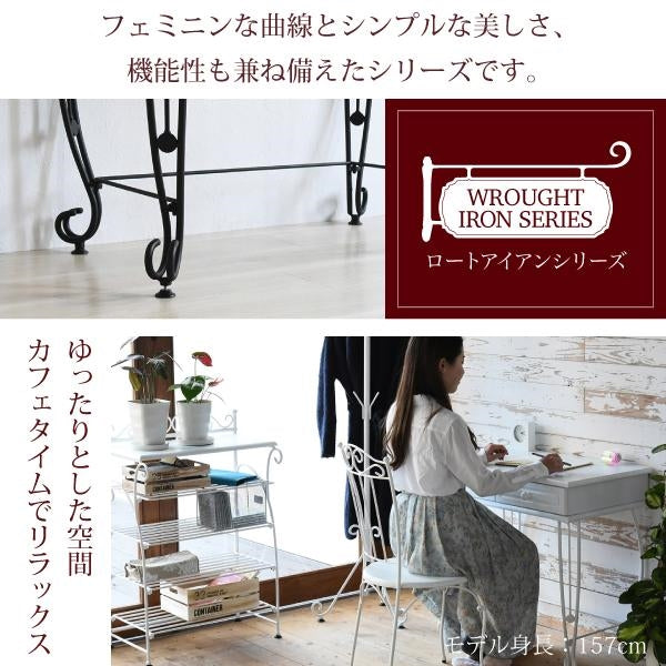 ヨーロッパ風 ロートアイアン 家具 ミニデスク シンプルデスク 幅76.5 奥行47 引き出し 付き アイアン 脚 アンティーク風