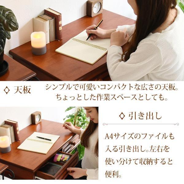 ヨーロッパ風 ロートアイアン 家具 ミニデスク シンプルデスク 幅76.5 奥行47 引き出し 付き アイアン 脚 アンティーク風