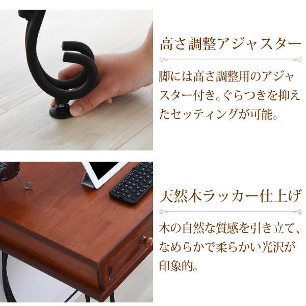 ヨーロッパ風 ロートアイアン 家具 ミニデスク シンプルデスク 幅76.5 奥行47 引き出し 付き アイアン 脚 アンティーク風