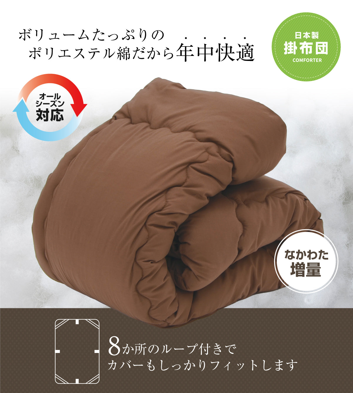 日本製布団セット 寝具セット（シングル・セミダブル・ダブル）ボリューム掛布団　3層式敷き布団 低反発チップ入り枕 ふとんカバーセット　除湿シート　敷パッド　収納袋入り