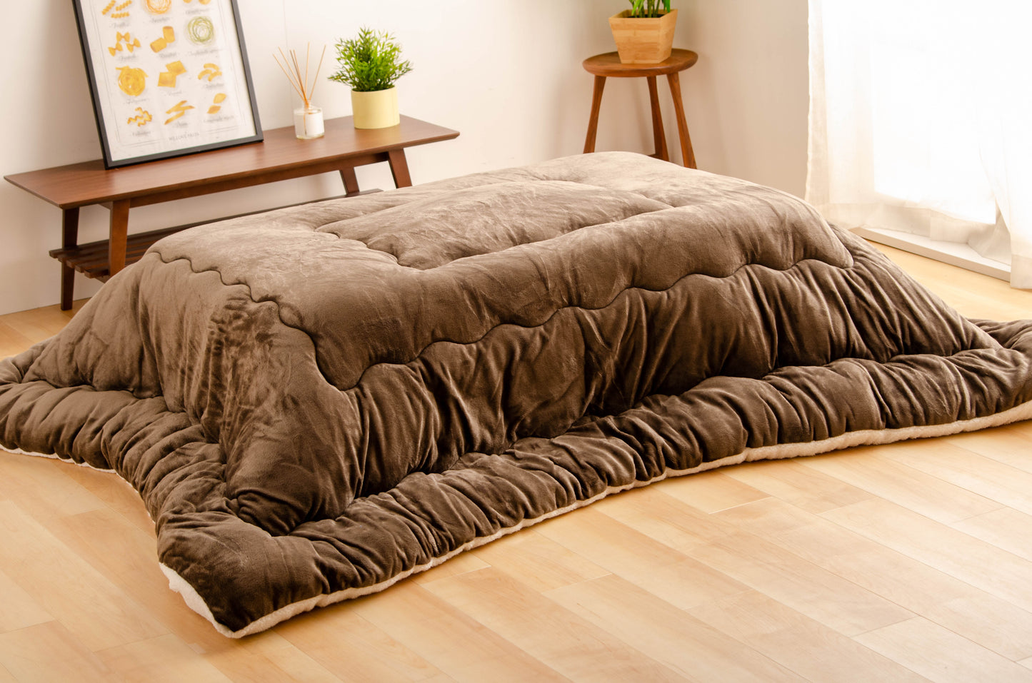 フランネル＆ボアのあったかボリュームこたつ掛けふとん | 正方形190x190cm