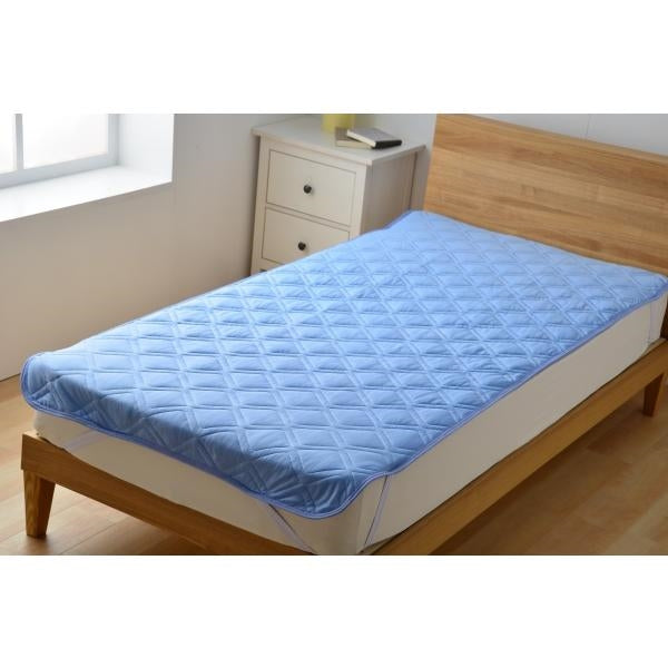 MITAS Q-MAX　0.505　接触冷感＆裏面メッシュ ひんやり敷パッド ダブルサイズ 140ｘ200cm　洗える抗菌防臭わた使用 熱帯夜対策