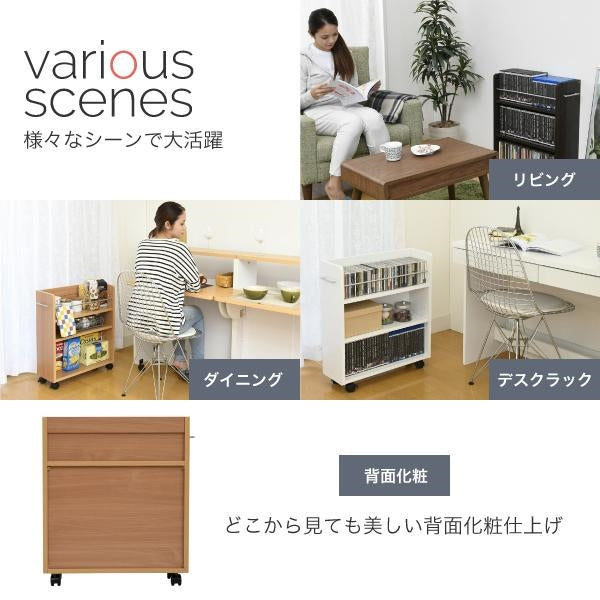 キャスター付き 収納 クローゼット ラック 4個セット 幅19.5奥行58 .5 スリム 押し入れ収納 本棚 ワゴン 隙間 収納 棚 漫画 CD DVD スライド シンプル コミック