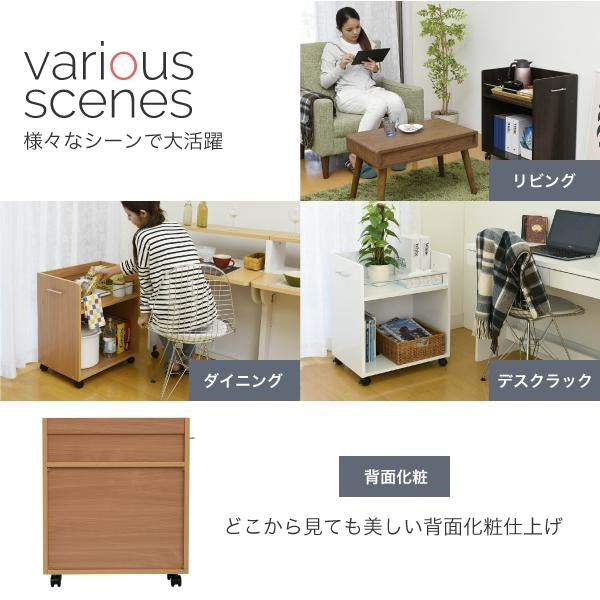 ワイド ワゴン クローゼット 収納 ラック 2個セット 幅38.5 奥行58 .5 キャスター付き 大容量 日用品 生活用品 隙間 押入れ収納 棚 本棚 漫画 CD DVD スライド