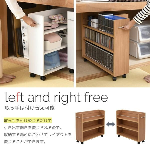 押入れ 収納 ラック 本棚 2個セット 幅19.5 奥行78 .5 キャスター付き 隙間 スリム ワゴン 棚 3段 大容量 CD DVD 本 漫画 整理 収納 スライド 収納庫 おしゃれ